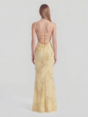 3D Floral-Embellished Corset Gown