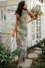Daniela Mesh Midi Dress | Dusty Sage Floral