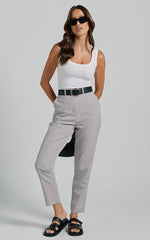 Hermie Pants - High Waisted Cropped Tailored Pants in Grey