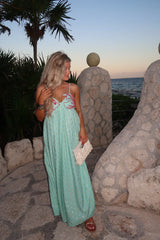 Ariel Flared Maxi Dress-Aqua