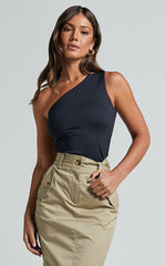 Karel Top - One Shoulder Sleeveless Top in Black