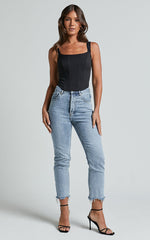 Kieran Top - Lace Strap Corset Top in Black