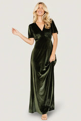 Vivian Velvet Maxi Dress | Olive