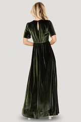 Vivian Velvet Maxi Dress | Olive