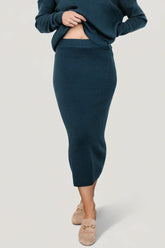 Carey Waffle Midi Skirt | Midnight Blue