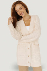 Alberta Cable Knit Cardigan | Cream
