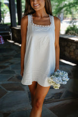 Clara Babydoll Swing Mini Dress-White
