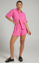 Donita Shorts - Elastic Waist Shorts in Pink