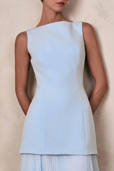 Hadley | Powder Blue Boat-Neck Maxi Dress With Drop-Waist