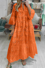 Bohemian Embroidered Cotton Maxi Dress - Lightweight, Flowy & Effortlessly Chic