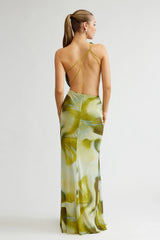Zaniah Dress - Sage Liquify Print