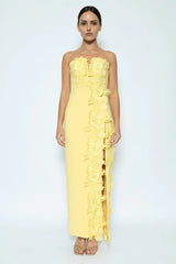 Éloise Floral Appliqué Column Maxi Dress