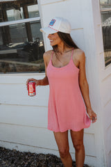 Textured Checkered Active Dress-Red/White