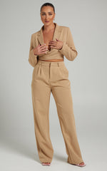 Lorcan Pants - High Waisted Tailored Pants in Camel