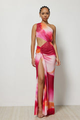 Zaniah Dress - Fuchsia Liquify Print