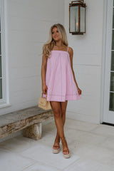 Ellis Contrast Stitch Mini Dress-Pink Lilac