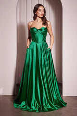 Ellery Gown - Satin A-Line Dress With Pockets