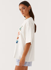 Born To Have Fun Oversized Tee - White