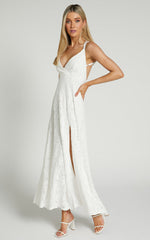 Adabelle Midi Dress - Cross Back Lace Dress in White
