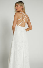 Adabelle Midi Dress - Cross Back Lace Dress in White