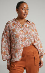 Amalie The Label - Azariah Balloon Sleeve Button Up Shirt in Wildflower Floral