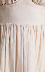 Anita Midi Dress - Puff Sleeve Tiered Dress in Beige