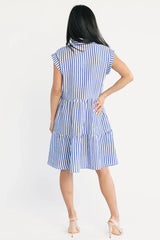 Charlie Short Dress | Blue Stripe