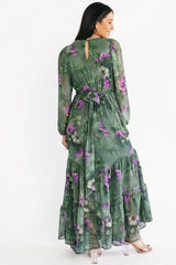 Johanna Maxi Dress | Deep Moss + Purple Floral