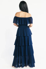 Carina Off Shoulder Maxi Dress | Navy