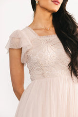 Elowyn Lace Top Midi Dress | Natural