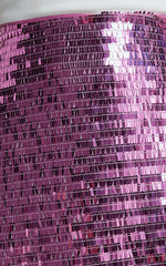 Barlyn Mini Skirt - High Waisted Aline Flat Sequin Skirt in Orchid