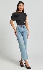 Bianca Top - Off Shoulder Draped Top in Black