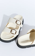 Billini - Cosmo Slides with Hardware Buckle in Bone