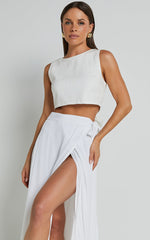 Break A Leg Maxi Skirt - Wrap Tie Skirt in White