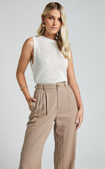 Bryanna Top - Knitted High Neck Sleeveless Top in White