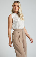 Bryanna Top - Knitted High Neck Sleeveless Top in White