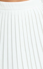 Carrie Mini Skirt - Pleated A Line Skirt in Off White