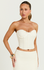 Christina Top - Crochet Bustier Corset Top in Cream
