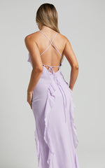 Connie Midi Dress - Ruffle Detail Dress in Lilac