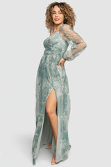 Nara Tulle Maxi Dress | Dusty Green Floral