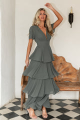 Montaigne Ruffle Maxi Dress | Dark Sage