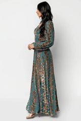 Aurora Velvet Maxi Dress | Jade + Bronze Floral