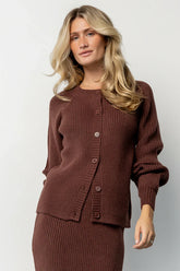 Blair Rib Knit Cardigan | Mahogany