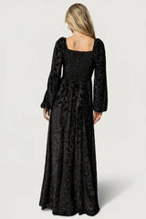 Aurora Velvet Maxi Dress | Black Floral