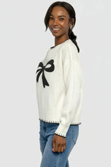 Bow Sweater | Cream + Black