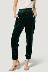 Archie Velvet Jogger Pants | Dark Green