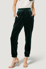 Archie Velvet Jogger Pants | Dark Green