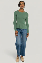 Ainsley Ribbed Top | Winter Green