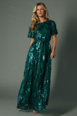 Muse Sequin Maxi Dress | Emerald