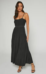 Donissa Midi Dress - Panelled Knit Dress in Black